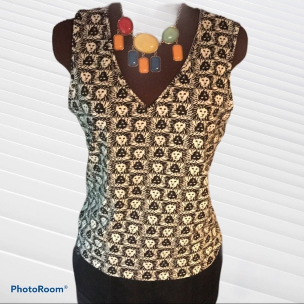 Rare AK Anne Klein Lion Logo Shirt tank top Made in the‎ USA